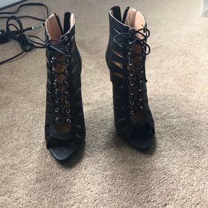 Tie up bootie heels NWOT
